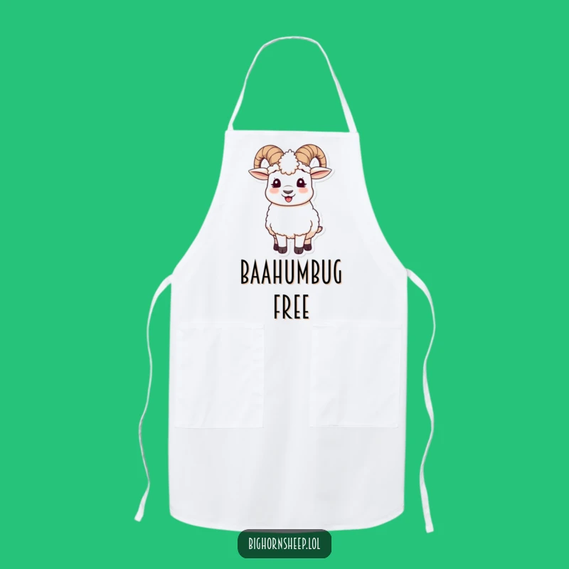 Funny Bighorn Sheep Apron - Giggling Chef Sheep with Wooly Ear Muffs