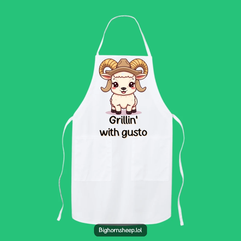 Funny Bighorn Sheep Cowboy Apron: Smiling Ram Cooking, Kitchen Fun & Hilarious Chef Gift
