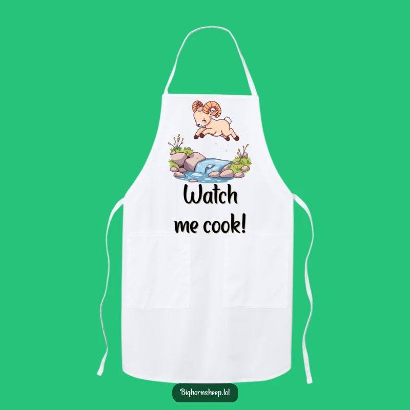 Funny Bighorn Sheep Cub Leaping Apron, Practical Hilarious Gift for Kitchen Fun