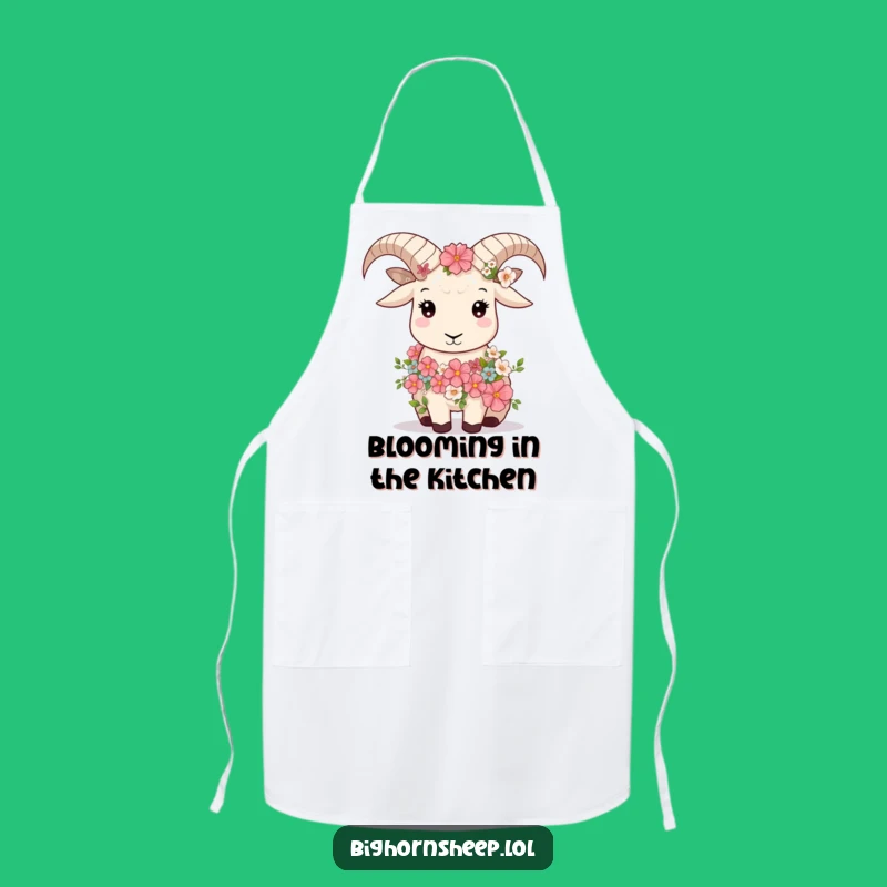 Funny Bighorn Sheep Floral Apron: Chef's Gift for Peaceful Cooking