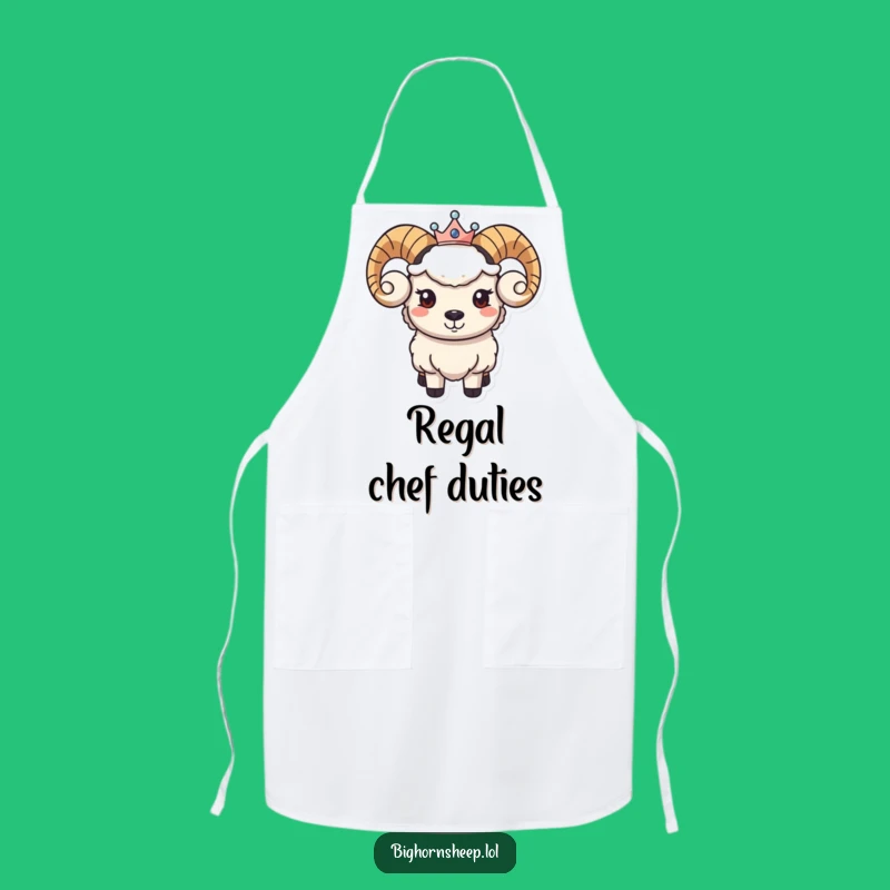 Funny Regal Bighorn Sheep Apron - Gentle Smile Chef Crown