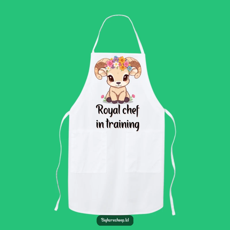 Funny Bighorn Sheep Cub Wildflower Crown Apron a Chef's Gift
