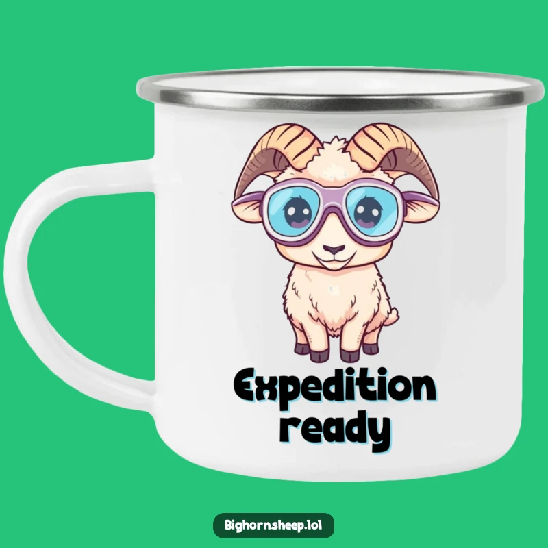 Funny Bighorn Sheep Goggles Camping Mug - Adventurous Explorer Humorous Outdoors Gift
