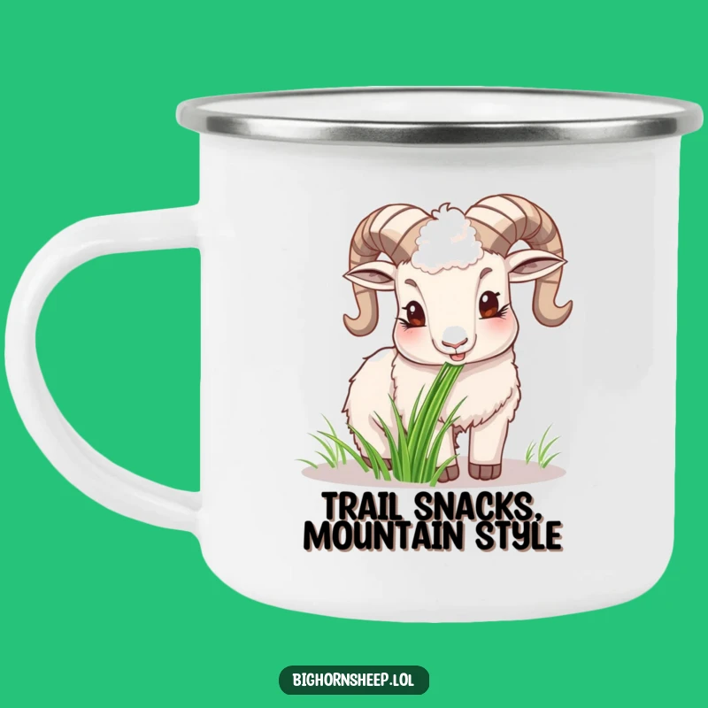 Funny Happy Bighorn Sheep Camping Mug, Cheerful Hilarious Gift for Outdoor Relaxation