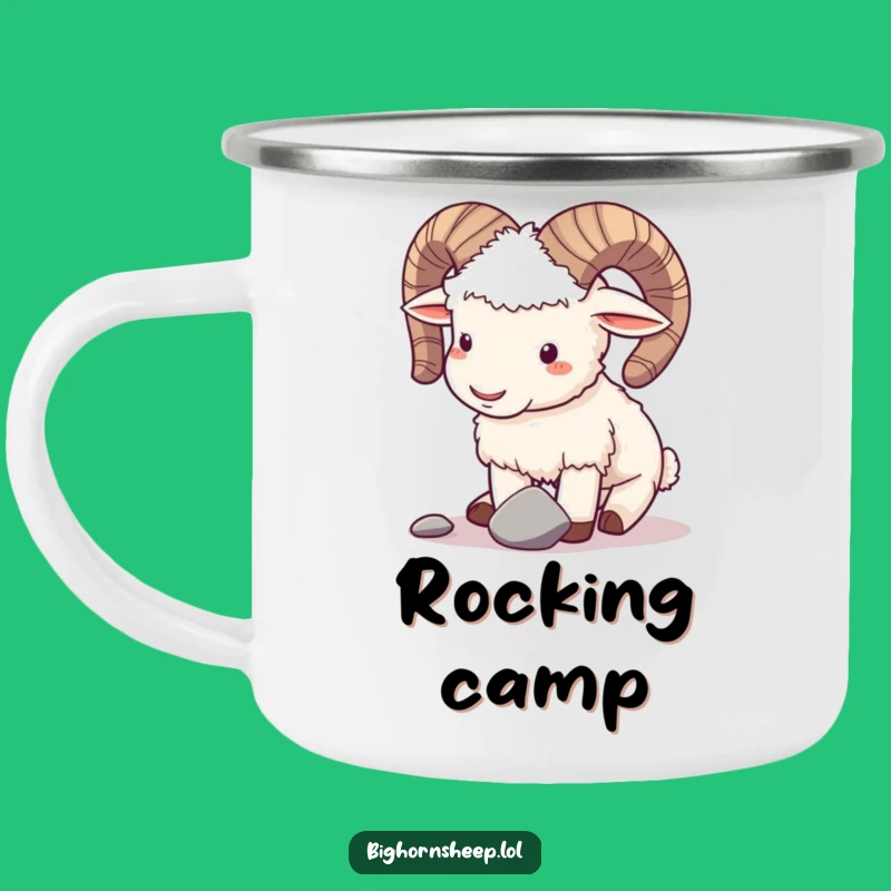 Funny Bighorn Sheep Camping Mug: Playful Horn Buddy - Outdoor Gift