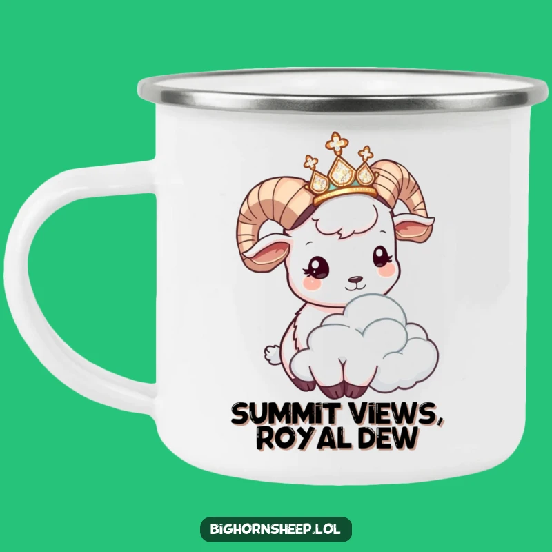 Funny Bighorn Sheep Tiara Camping Mug: Adventure with Royal Humor