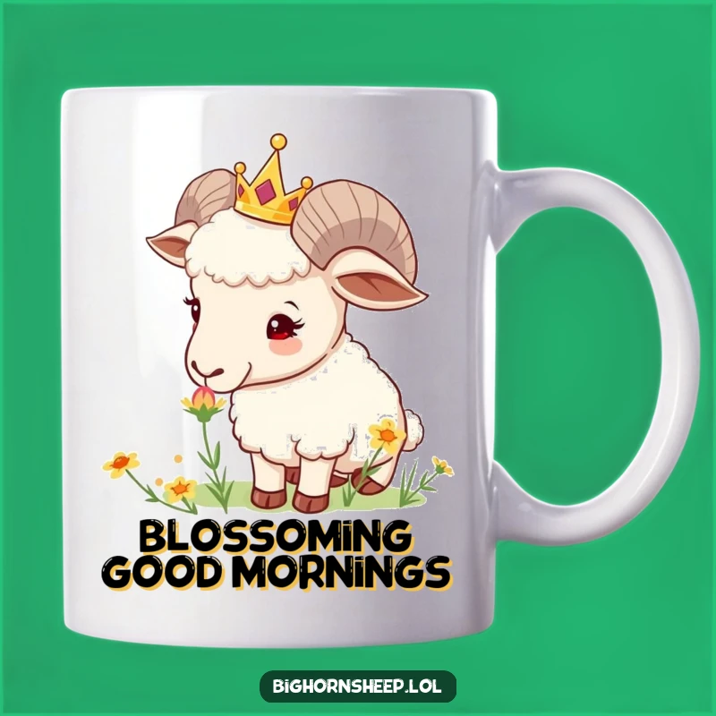 Funny Crowned Sheep Mug: Curious & Gentle Flower Sniffer Gift