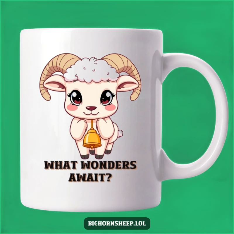 Funny Bighorn Sheep Bell Mug - Curious Eyes Reaching for Fun Gift