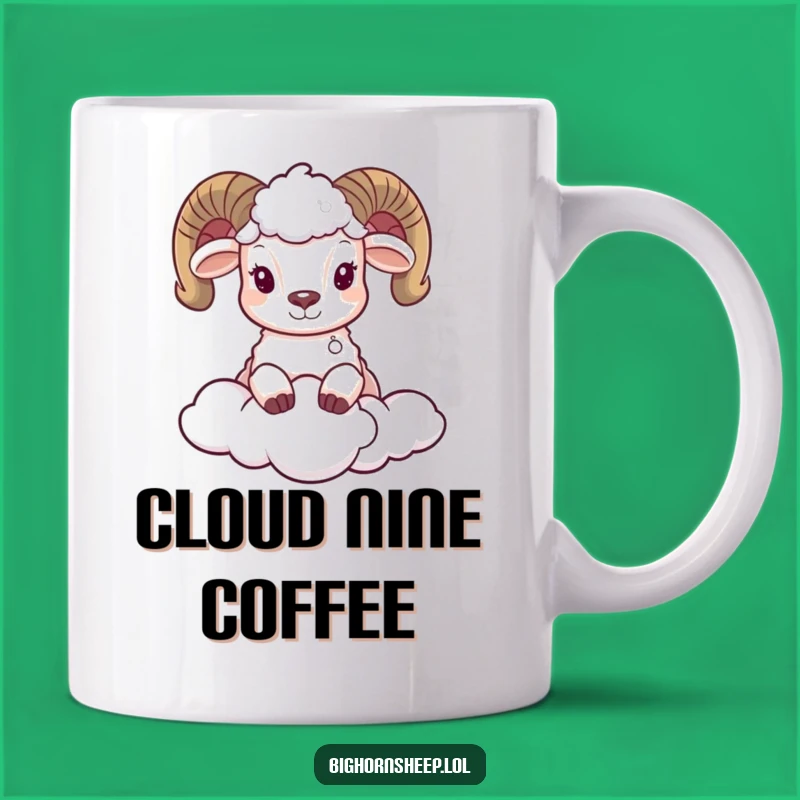 Funny Bighorn Sheep Cloud Mug - Adorable Peek-a-Boo Sheep Gift Idea