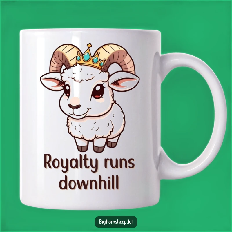 Funny Bighorn Sheep Crown Slide Mug - Hilarious Royal Animal Gift