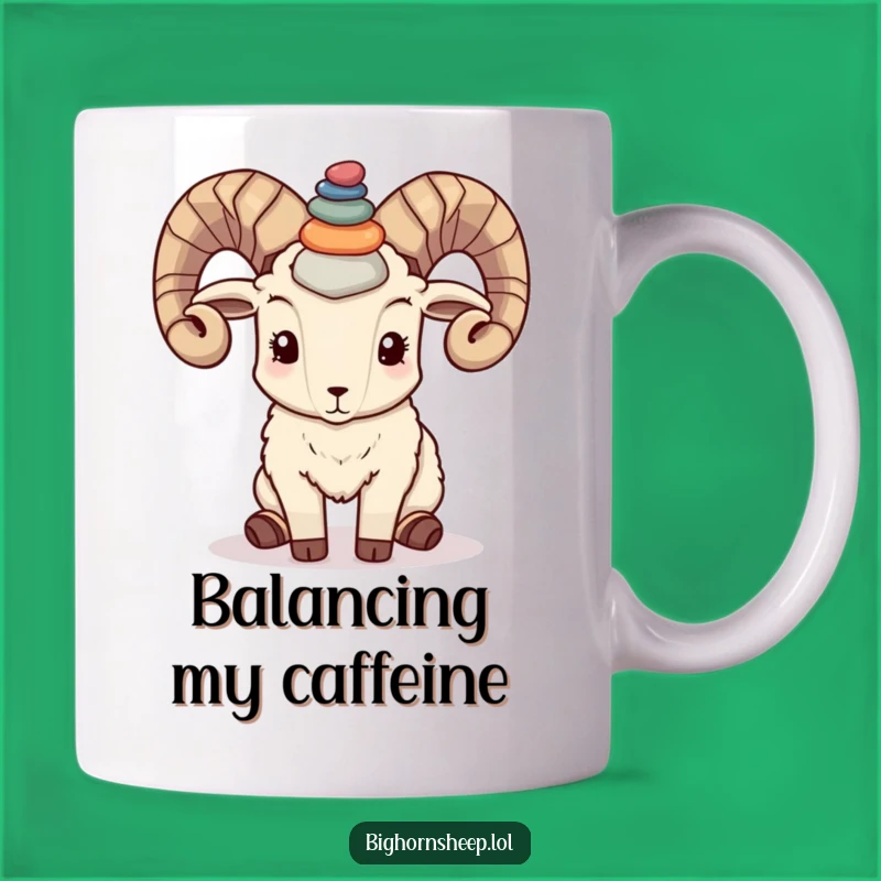 Funny Bighorn Sheep Pebble Balance Mug: Hilarious Gift for Steady Hands