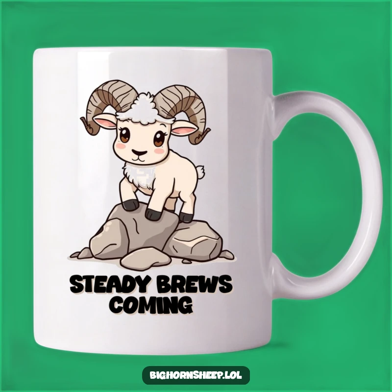 Funny Determined Bighorn Sheep Balancing Rocks Mug - Motivational Humor Gift