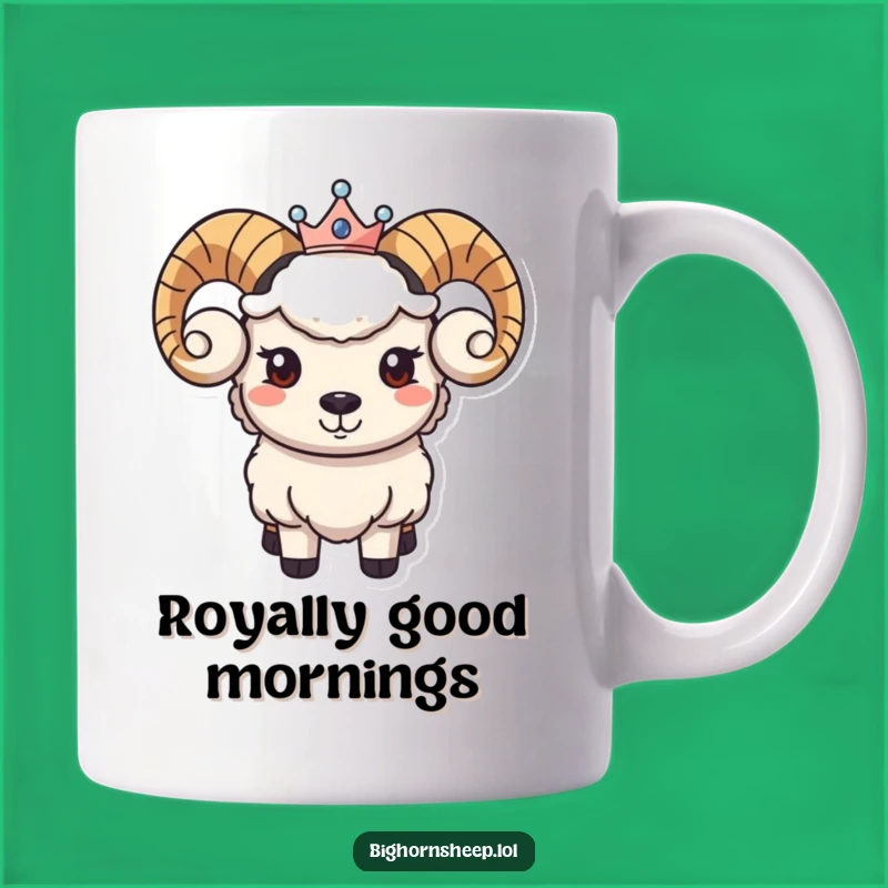 Funny Regal Bighorn Sheep Mug - Gentle Smile Crown Gift Idea