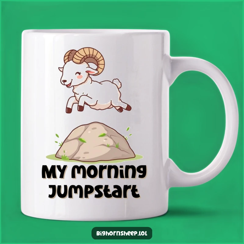 Funny Bighorn Sheep Leap Mug - Joyful Mountain Animal Gift for Sheep Lovers