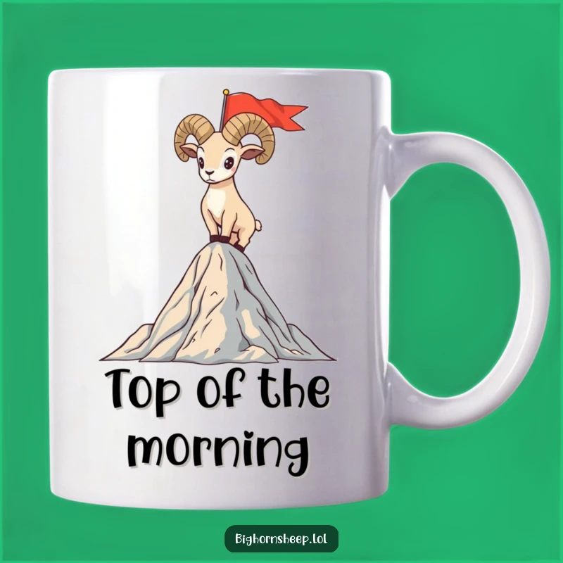 Funny Bighorn Sheep Flag Peak Mug - Proud Mountain Conqueror Humor Gift