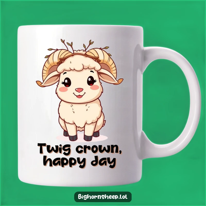 Funny Bighorn Sheep Twig Crown Mug: a Cheerful Gift for Nature Lovers!