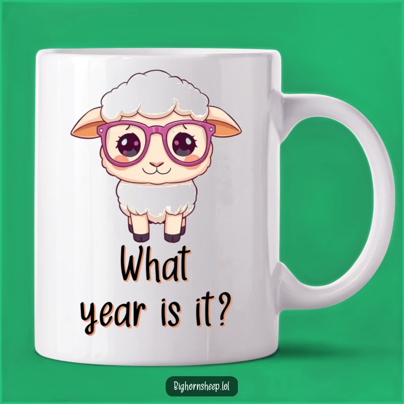 Funny Confused Sheep Sparkly Glasses Mug - Hilarious Playful Gift