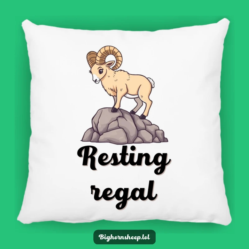Cozy Dramatic Bighorn Sheep Pillow - Majestic Comfort with a Funny Twist