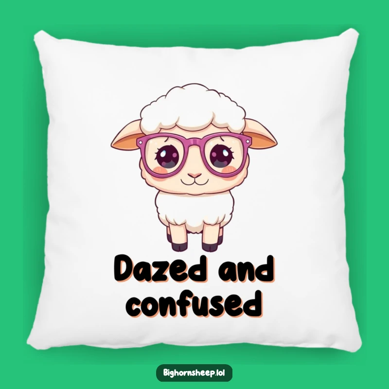 Funny Confused Sheep Sparkly Glasses Pillow - Cozy Comical Cushion