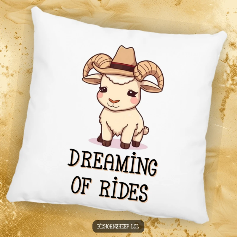 Funny Cowboy Bighorn Sheep Pillow: A soft pillow featuring a sheep wearing a cowboy hat and delivering a charming wink.