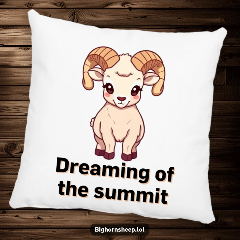 Funny majestic bighorn sheep pillow, featuring the sheep with its horns held high, adding a touch of wild elegance.
