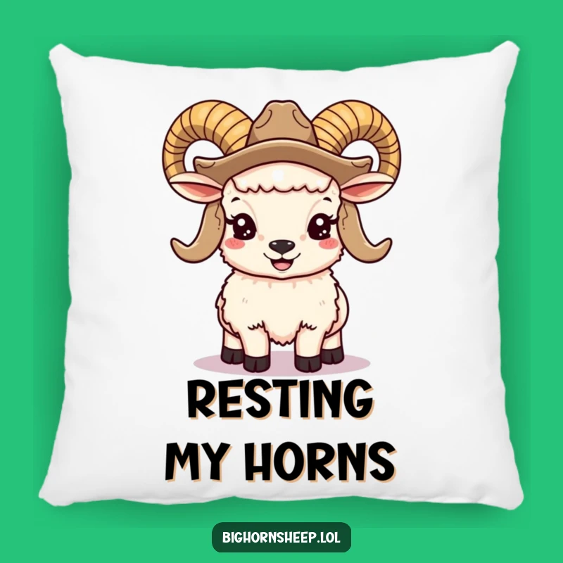 Funny Bighorn Sheep Cowboy Pillow: Cozy Smiling Ram, Soft & Hilarious Western Home Decor Gift