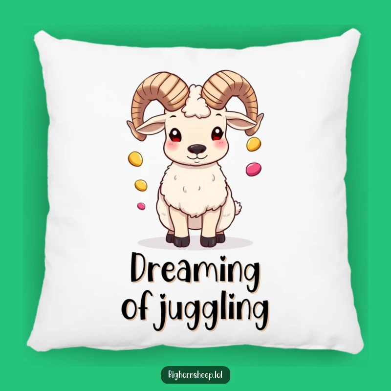 Funny Bighorn Sheep Juggling Pebbles Pillow, Cozy Comfort, Perfect Funny Gift