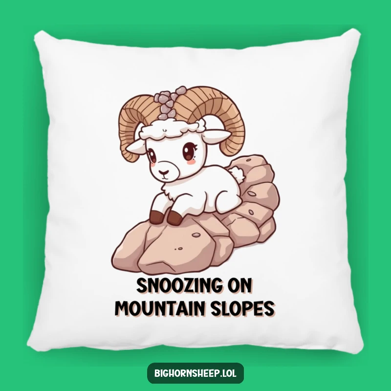Funny Bighorn Sheep Pebble Crown Pillow - Hilarious Rocky Descent Cushion Gift