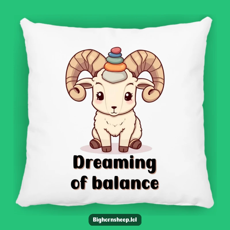 Funny Bighorn Sheep Pebble Pillow: Comfy Cushion for Peaceful Moments