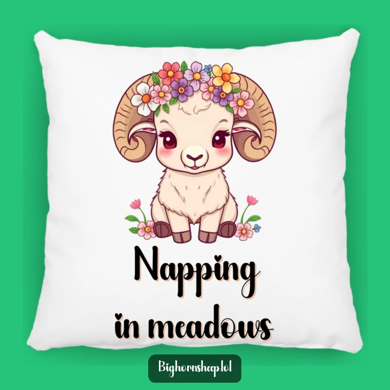 Funny Flower Crown Sheep Pillow, Peaceful Comfort, Perfect Funny Gift