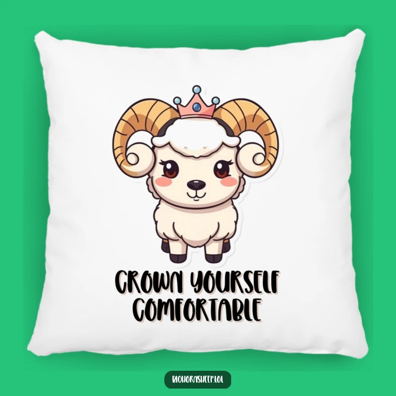 Funny Regal Bighorn Sheep Pillow - Gentle Smile Crown Comfort