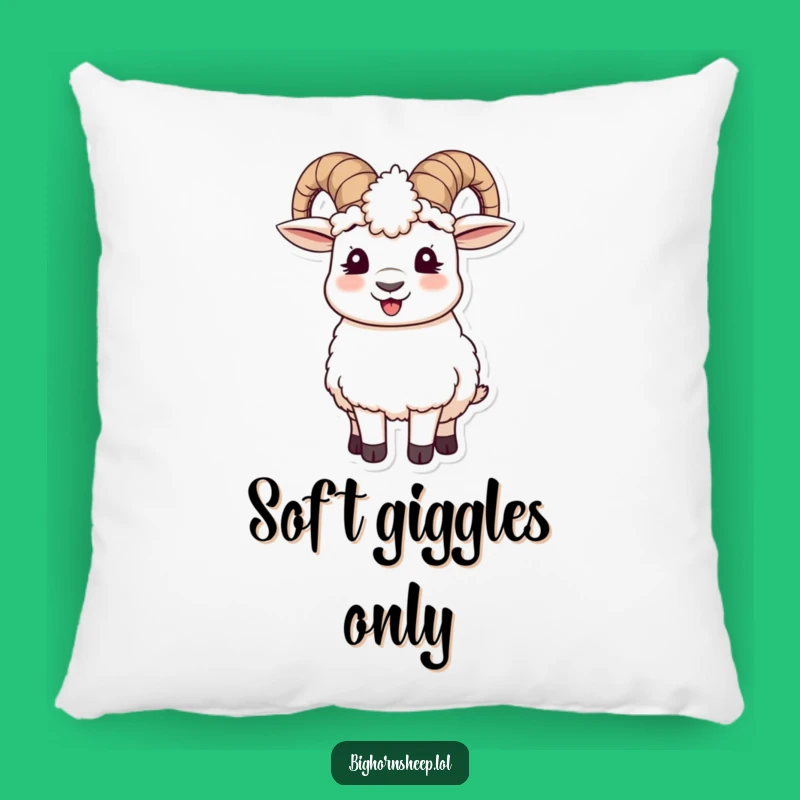 Funny Bighorn Sheep Pillow - Cozy Giggling Sheep with Wooly Ear Muffs