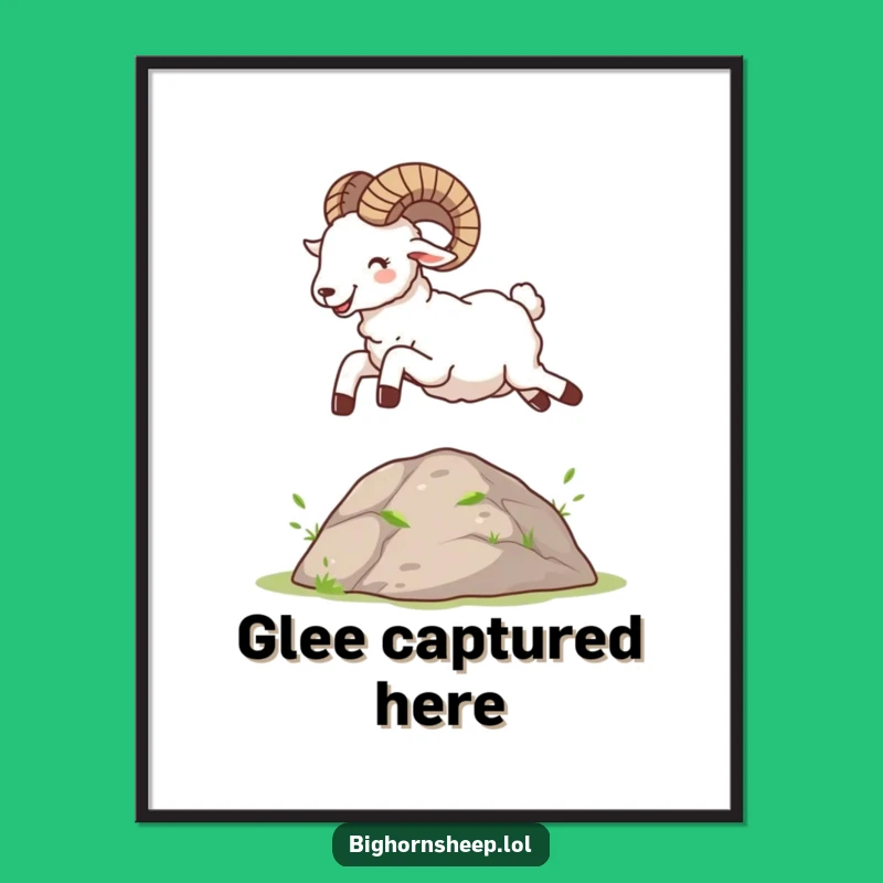 Funny Bighorn Sheep Leap Digital Art - Joyful Mountain Wall Decor Gift
