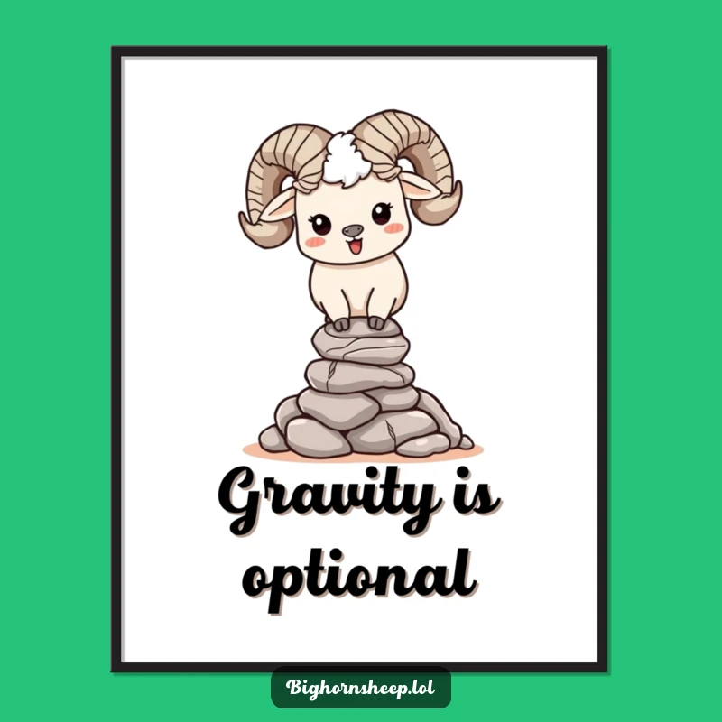 Funny Bighorn Sheep Rock Stacking Digital Art - Happy Balance Decor Gift