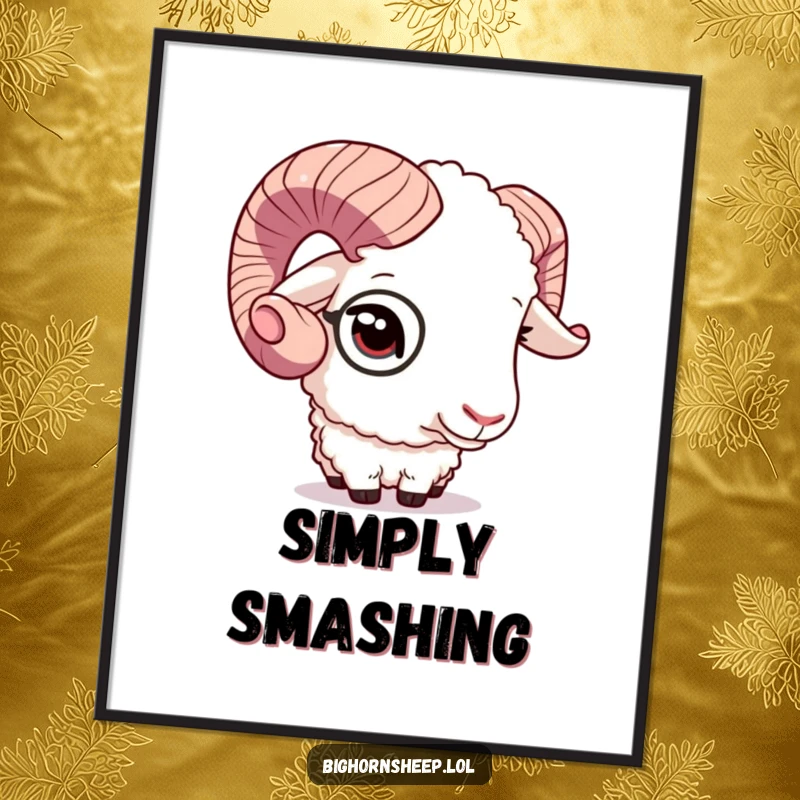 Funny bighorn sheep winking and adjusting a sparkling monocle, depicted as elegant digital art.