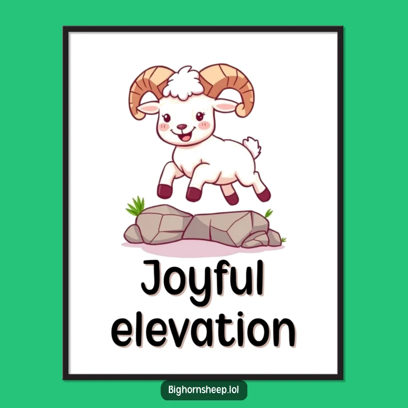 Funny Joyful Bighorn Sheep Digital Art - Leaping Over Gaps Print