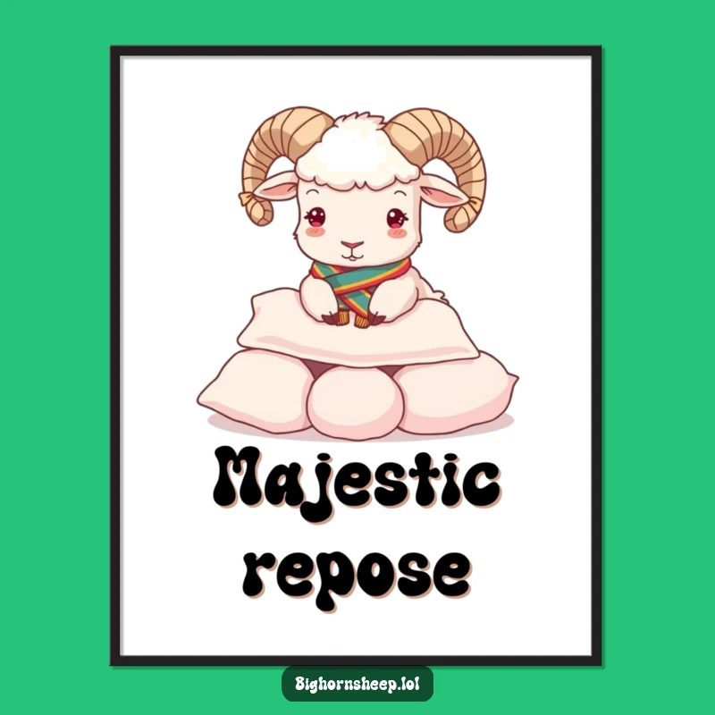 Funny Regal Bighorn Sheep Pillow Butterer Digital Art - Royal Instant Print