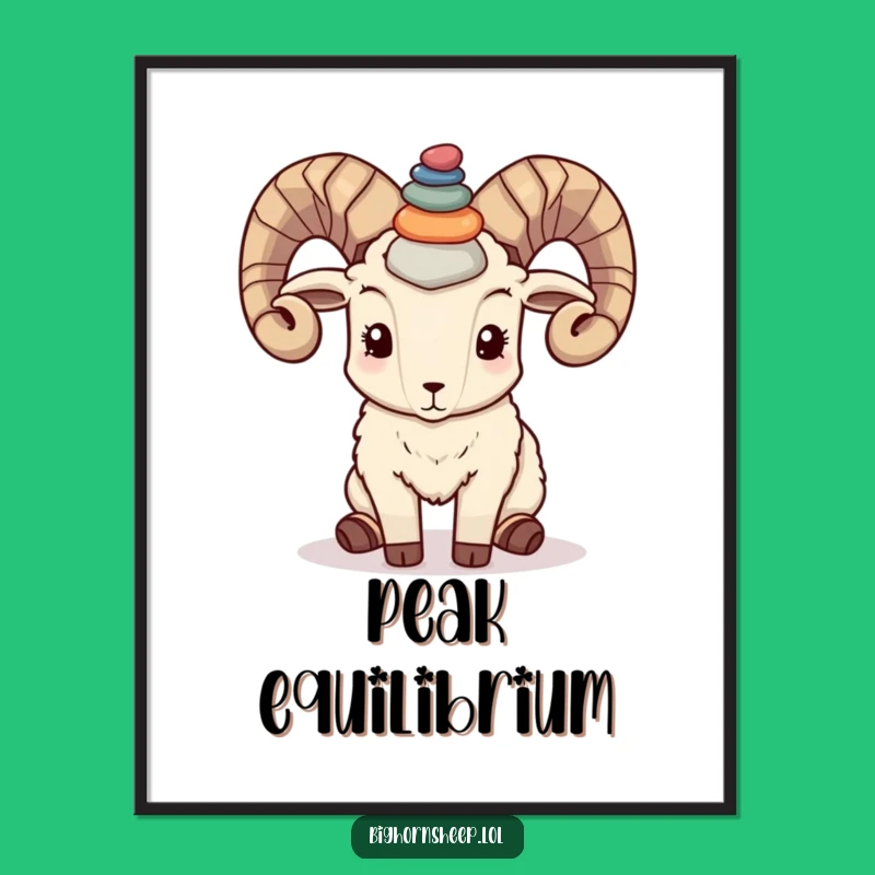 Funny Bighorn Sheep Pebble Digital Art: Instant Zen for Your Walls