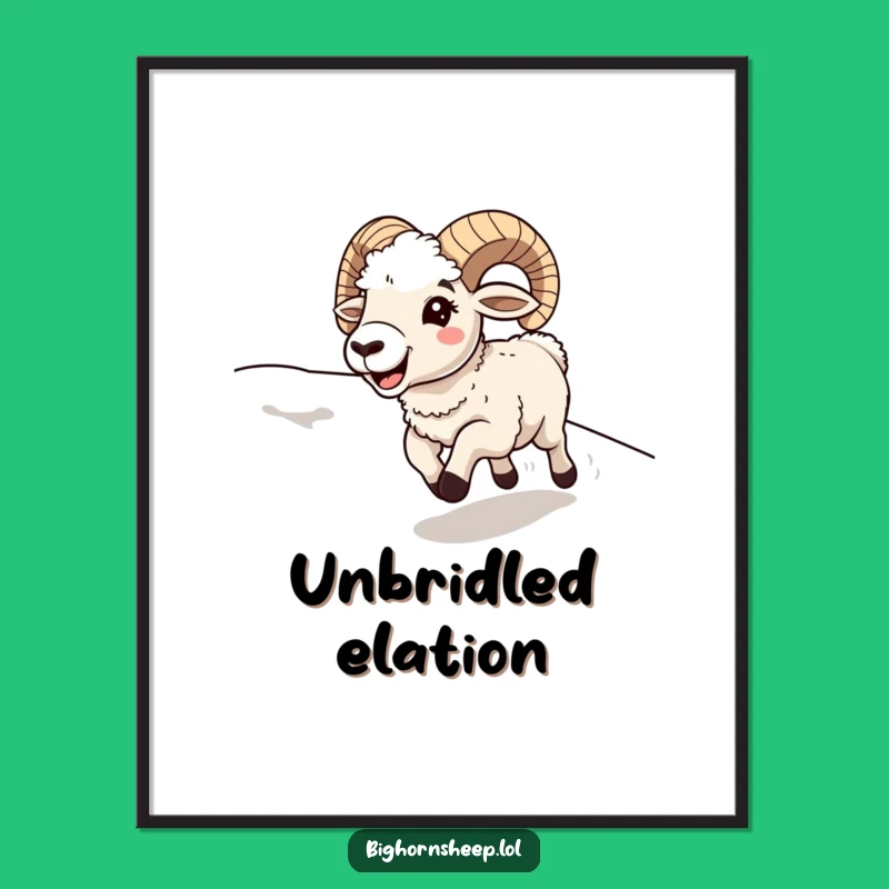 Funny Bighorn Sheep Downhill Digital Art: Instant Joyful Decor