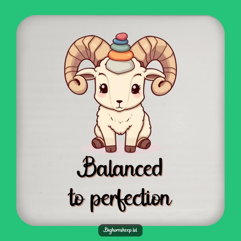 Funny Bighorn Sheep Pebble Coaster: Protect Drinks with Balanced Humor