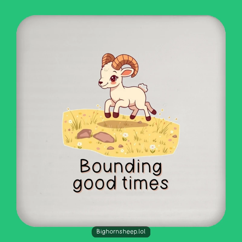 Funny Bounding Bighorn Sheep Cub Coaster - Protect Surfaces with Joy!