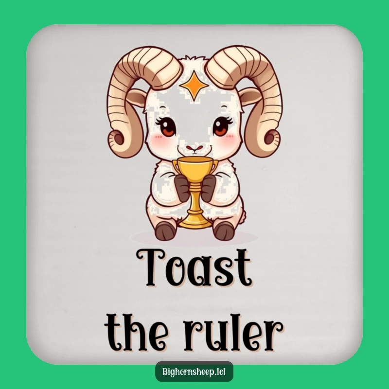 Funny Bighorn Sheep Chalice Coaster: Protect Surfaces with Royal, Humorous Style!