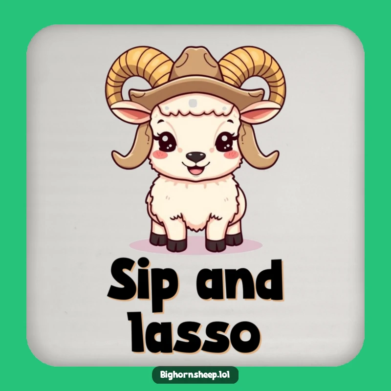 Funny Bighorn Sheep Cowboy Coaster: Smiling Ram Protection, Stylish & Hilarious Gift