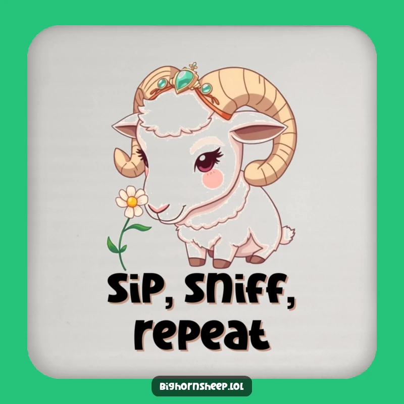 Funny Bighorn Sheep Headband Coaster: Protect Surfaces with Nature's Charm