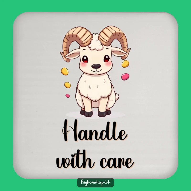 Funny Bighorn Sheep Juggling Pebbles Coaster, Protect Surfaces, Great Funny Gift