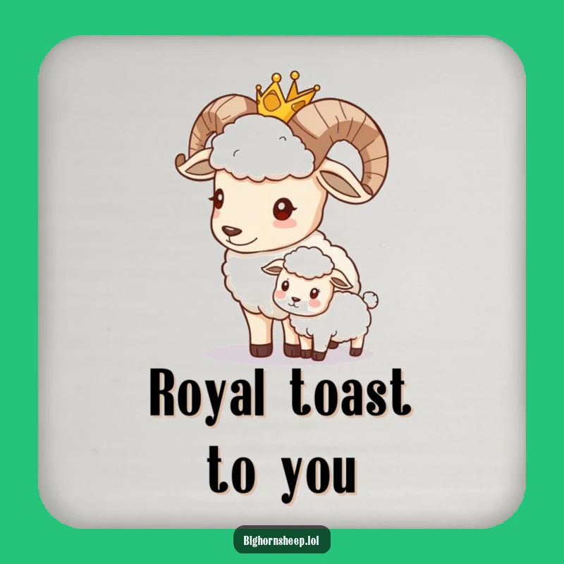 Funny Bighorn Sheep King Coaster: Protect Drinks with Regal Humor