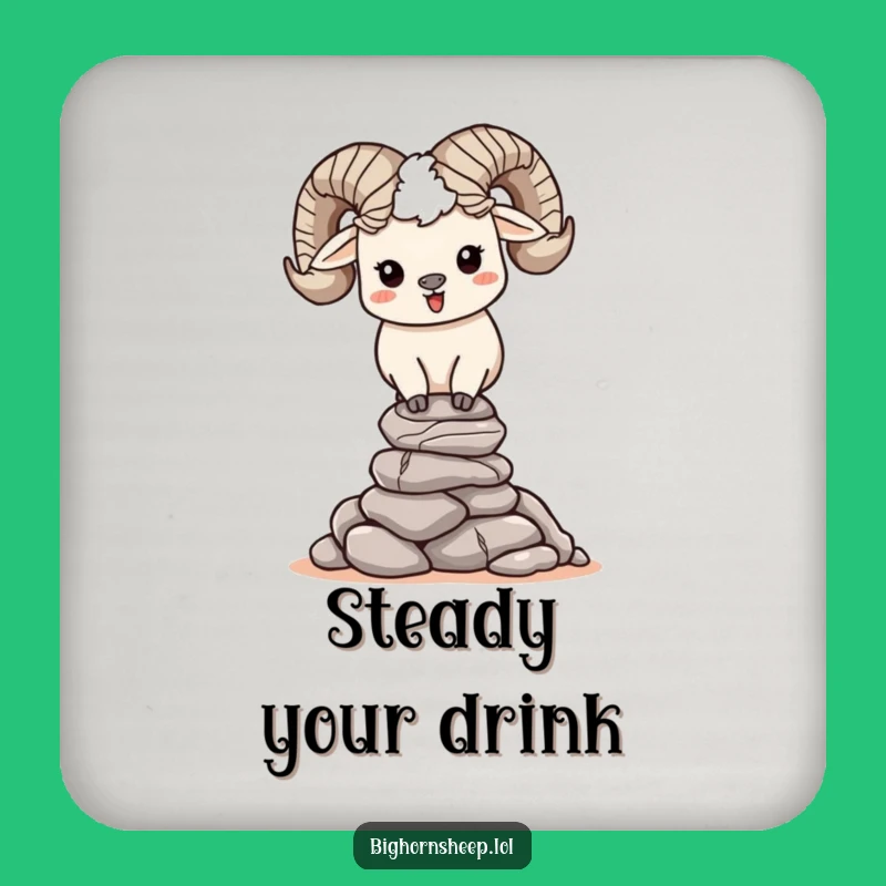 Funny Bighorn Sheep Rock Stacking Coaster - Happy Balance Drink Protector Gift
