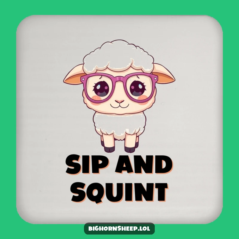 Funny Confused Sheep Sparkly Glasses Coaster - Protects Surfaces with Humor