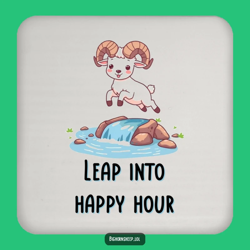 Funny Happy Bighorn Sheep Leaping Coaster - Joyful Drink Protection