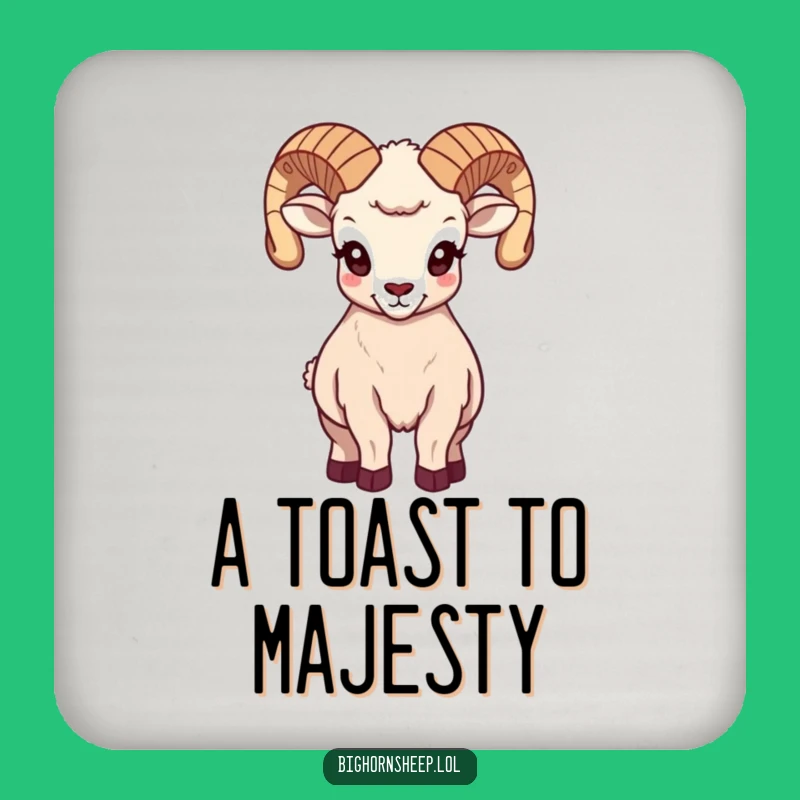 Funny Majestic Bighorn Sheep Drink Coaster, Elegant Hilarious Gift for Tabletop Class